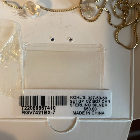 PRIMROSE women’s Earrings necklace gold Cubic Zirconia Stud box chain Set new - Picture 2 of 4